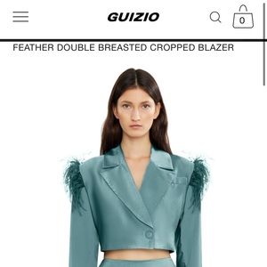 Feather double breasted cropped blazer